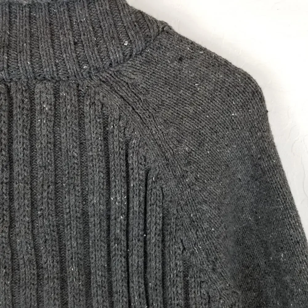 Eddie Bauer Gray Ribbed Cotton Blend Grandpa Cardigan Size L Large